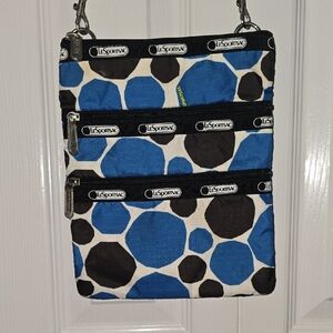 LeSportsac Blue and Black Polka Dot Shoulder Bag Crossbody Bag